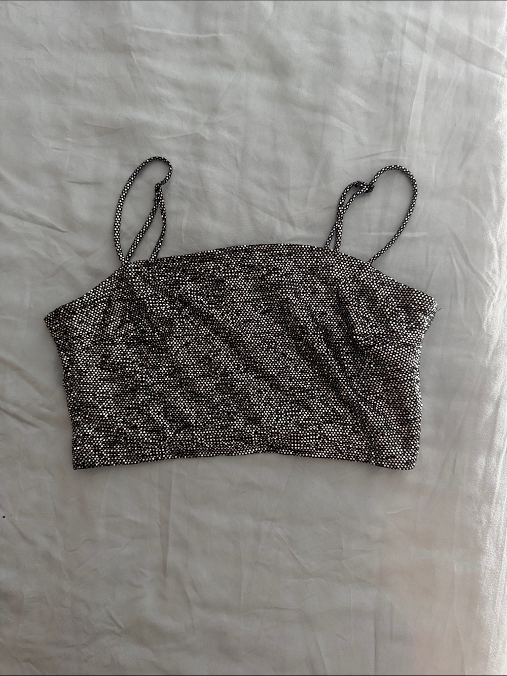 H&M Black Sequin Cropped Cami Top